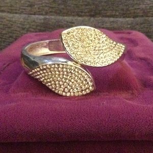 Silver bracelet with rhinestones